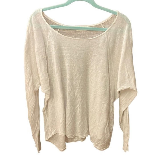 Anthro Bella Dahl Linen Blend White Long Sleeve Top swoop - Picture 1 of 4